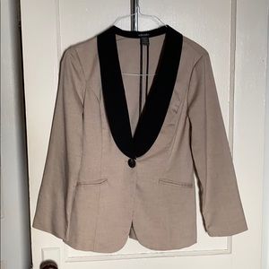 Taupe & Brown Tailored Unlined Wool Blazer